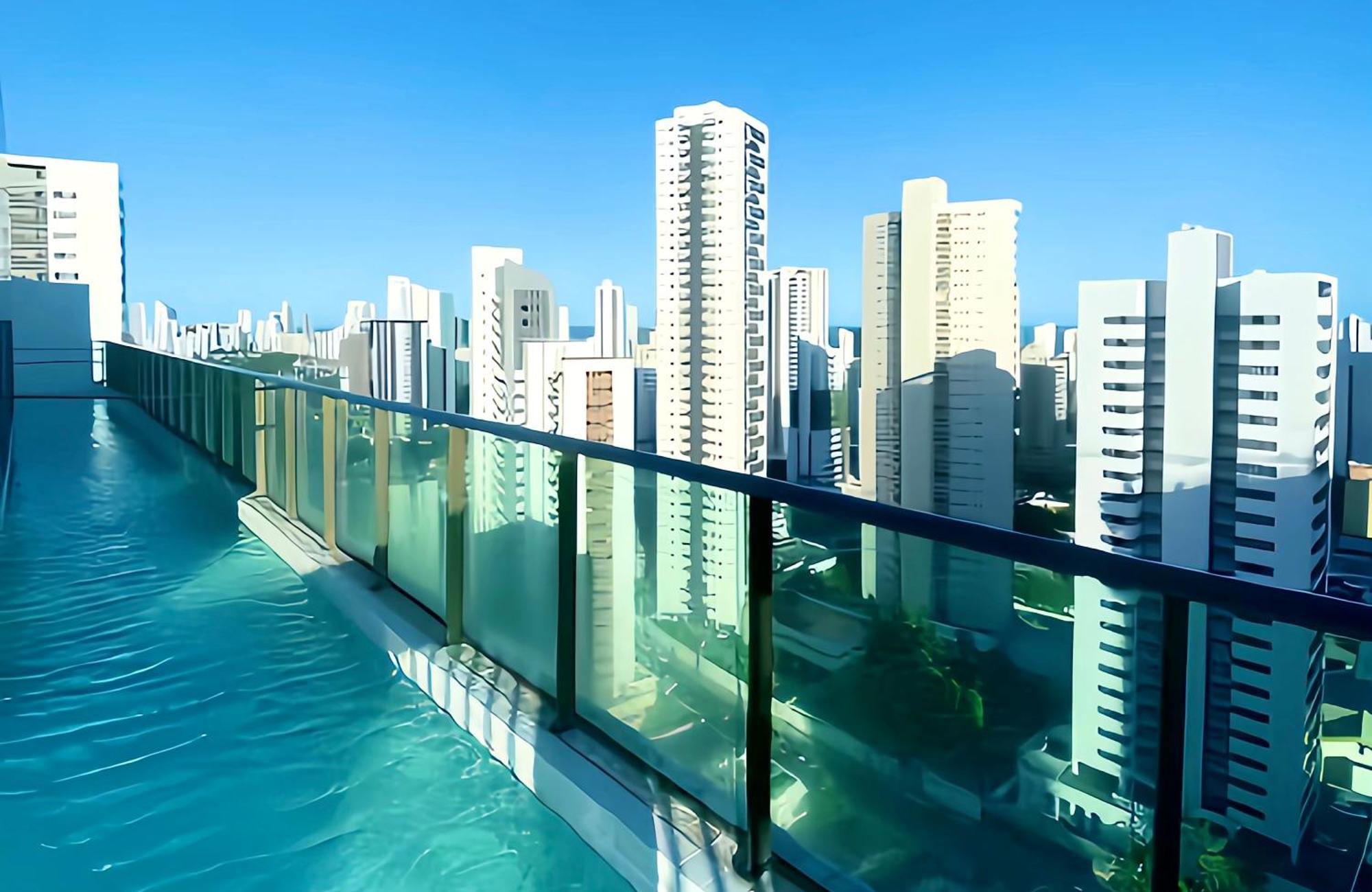 Flat Piscina No Rooftop Aluguel Temporada Em Recife Buitenkant foto